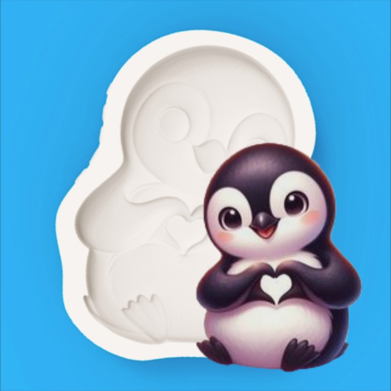 Silicone Mold Baking - Penguin with Hands Gestureing in a